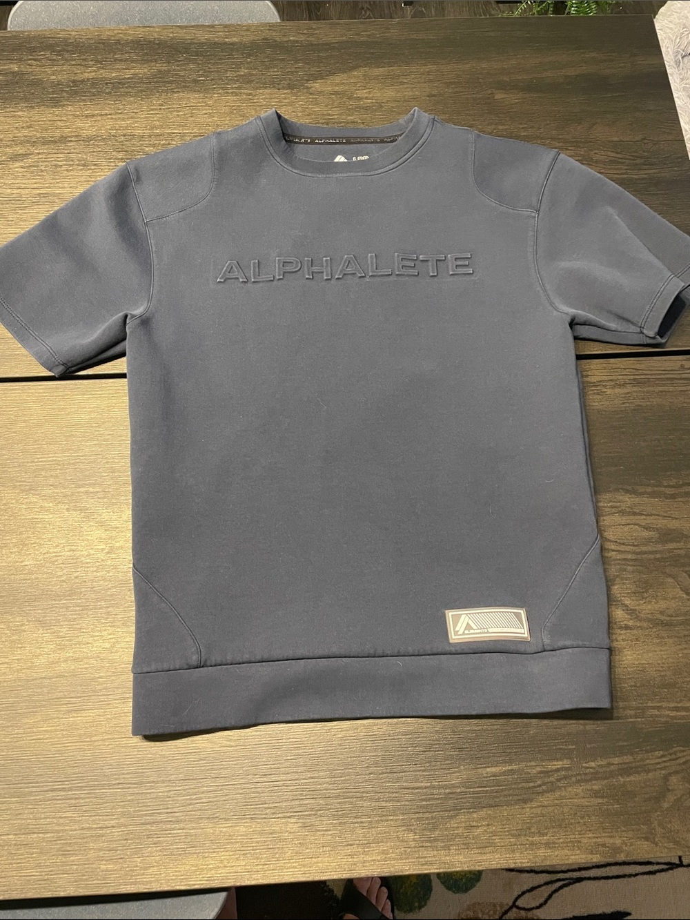Alphalete Navy Short Sleeve Logo Sweatshirt